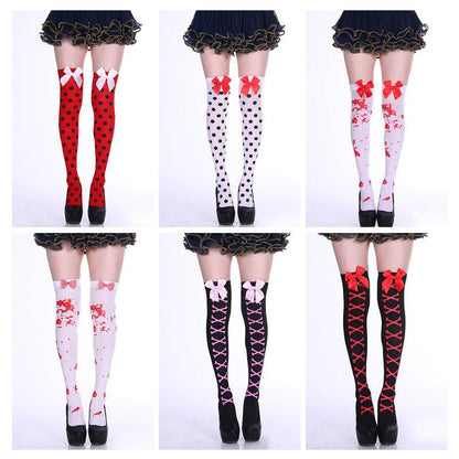 Fashion Halloween Candy Color Bowknot Stockings Costume Props - 0 - Scribble Snacks