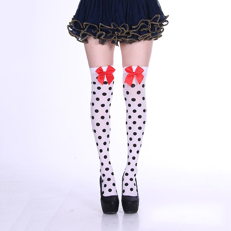 Fashion Halloween Candy Color Bowknot Stockings Costume Props - 0 - Scribble Snacks