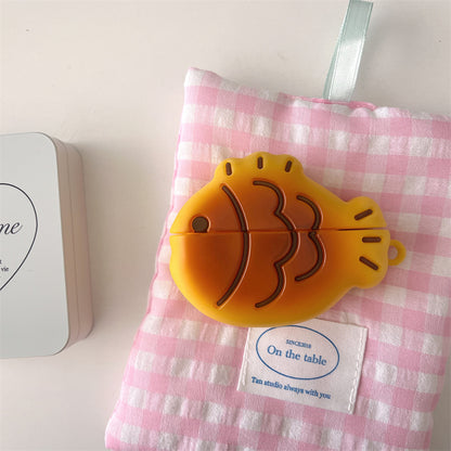Taiyaki AirPods case on a pink gingham pouch