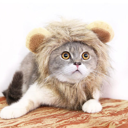 Funny Pet Hat For Small Dogs Cats Hat Emulation Lion Hair Mane Ears Head Cap Scarf Pet Halloween Festival Costume - 0 - Scribble Snacks