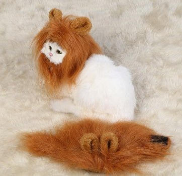 Funny Pet Hat For Small Dogs Cats Hat Emulation Lion Hair Mane Ears Head Cap Scarf Pet Halloween Festival Costume - 0 - Scribble Snacks