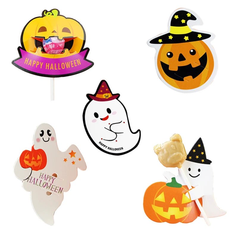 Ghost Pumpkin Lollipop Holders Pack - Halloween - Candy Buckets & Holders - Scribble Snacks