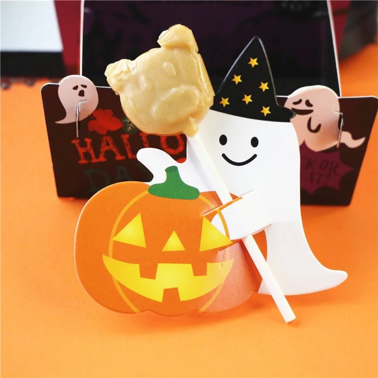 Ghost Pumpkin Lollipop Holders Pack - Halloween - Candy Buckets & Holders - Scribble Snacks