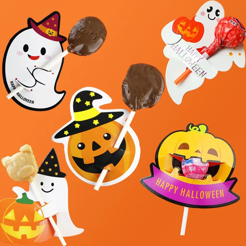 Ghost Pumpkin Lollipop Holders Pack - Halloween - Candy Buckets & Holders - Scribble Snacks