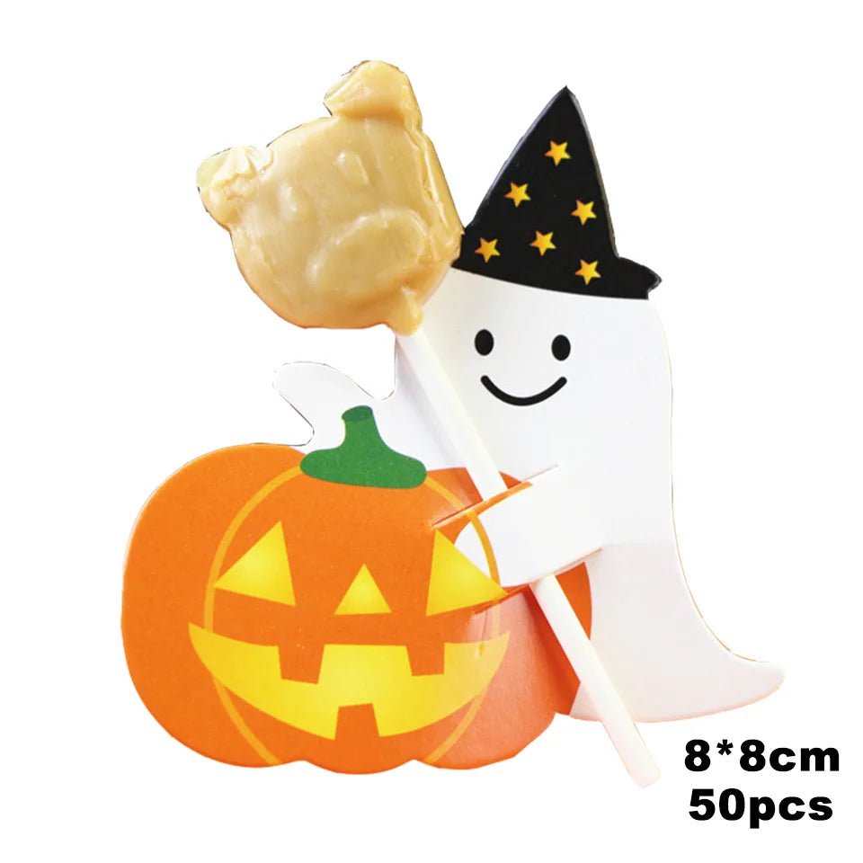 Ghost Pumpkin Lollipop Holders Pack - Halloween - Candy Buckets & Holders - Scribble Snacks