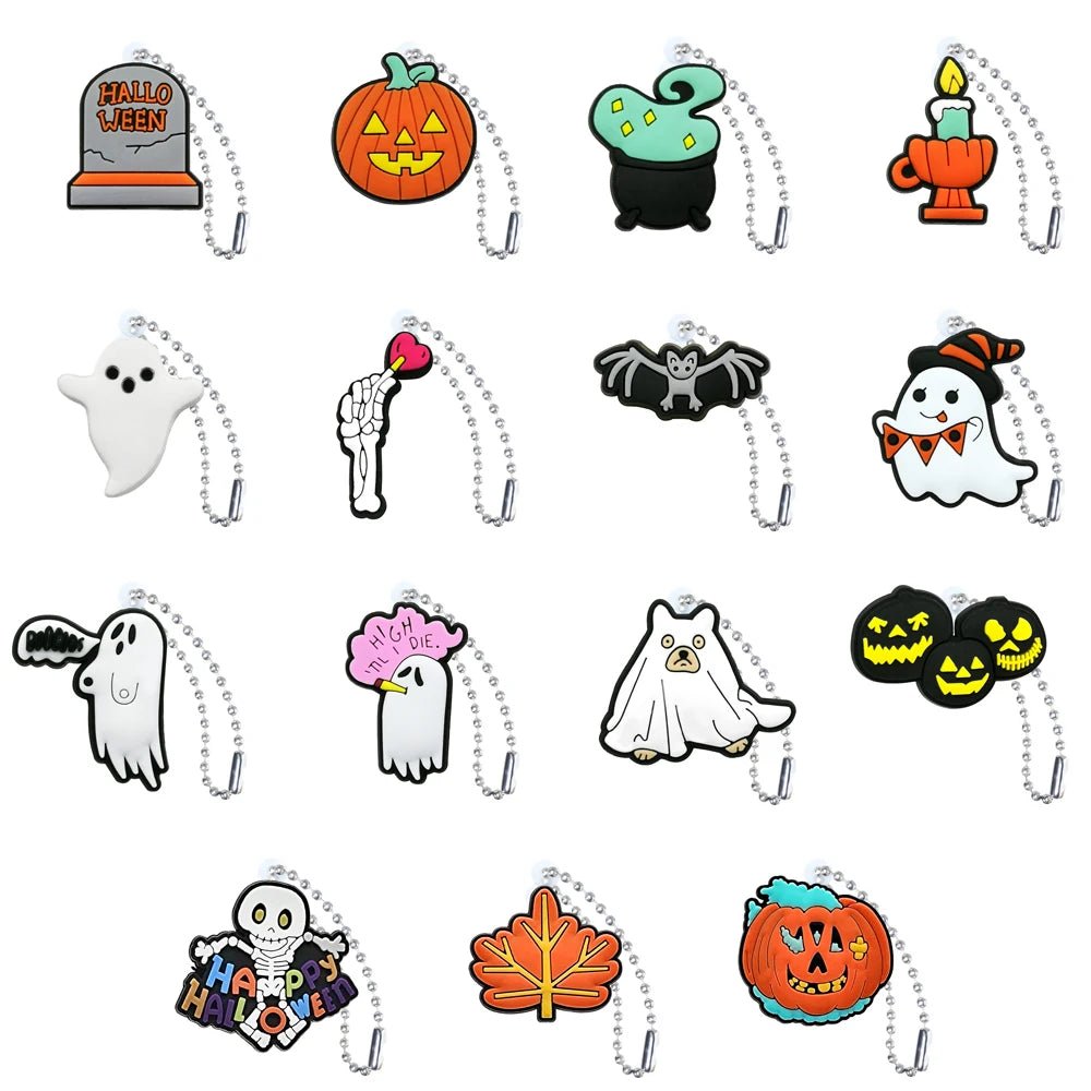 Ghost Pumpkins Keyring Accessory - Halloween - Shoe Charms & Keychains - Scribble Snacks