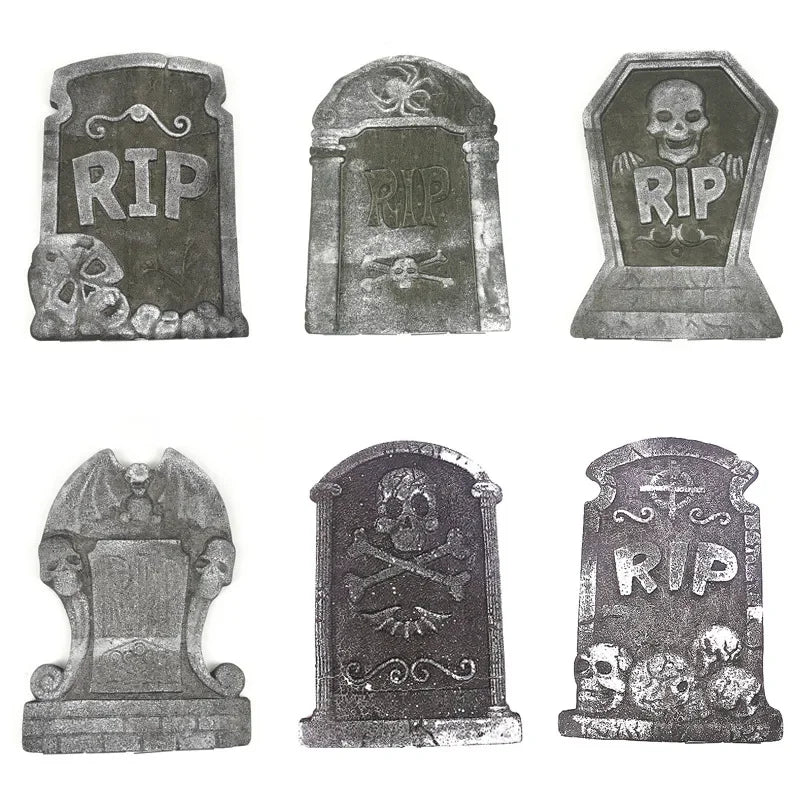 Ghostly Tombstone Halloween Props - Halloween - Haunted House Props (Bloody Cloth, Tombstones, Warning Tape) - Scribble Snacks