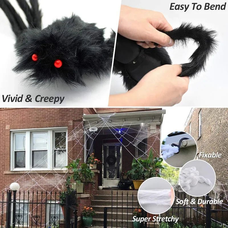 Giant Black Spider Halloween Decor - Halloween - Fake Spiders & Insects - Scribble Snacks