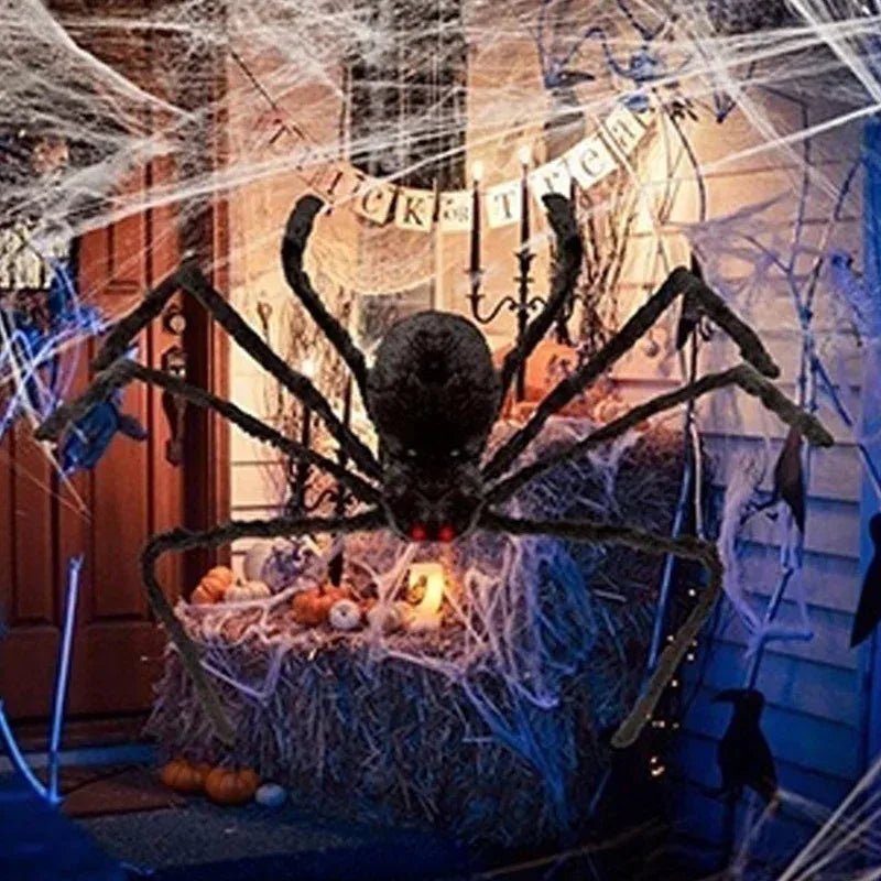 Giant Halloween Plush Spider Decor - Halloween - Outdoor Yard Decorations (Tombstones, Giant Props) - Scribble Snacks