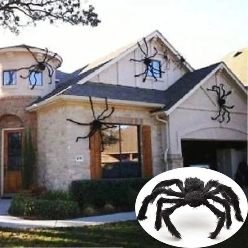 Giant Halloween Plush Spider Decor - Halloween - Outdoor Yard Decorations (Tombstones, Giant Props) - Scribble Snacks