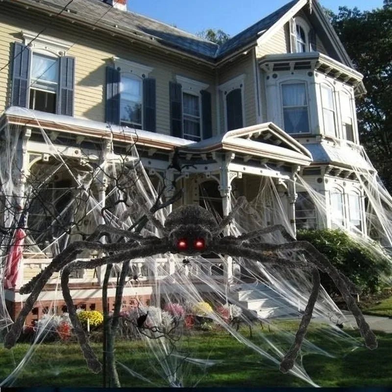 Giant Halloween Plush Spider Decor - Halloween - Outdoor Yard Decorations (Tombstones, Giant Props) - Scribble Snacks