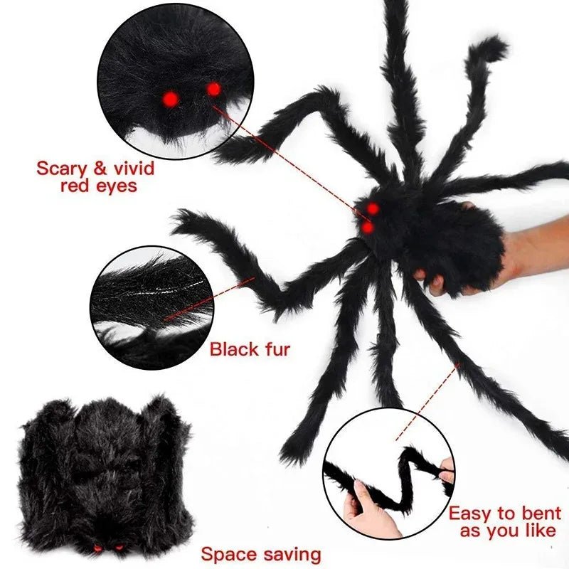 Giant Halloween Plush Spider Decor - Halloween - Outdoor Yard Decorations (Tombstones, Giant Props) - Scribble Snacks