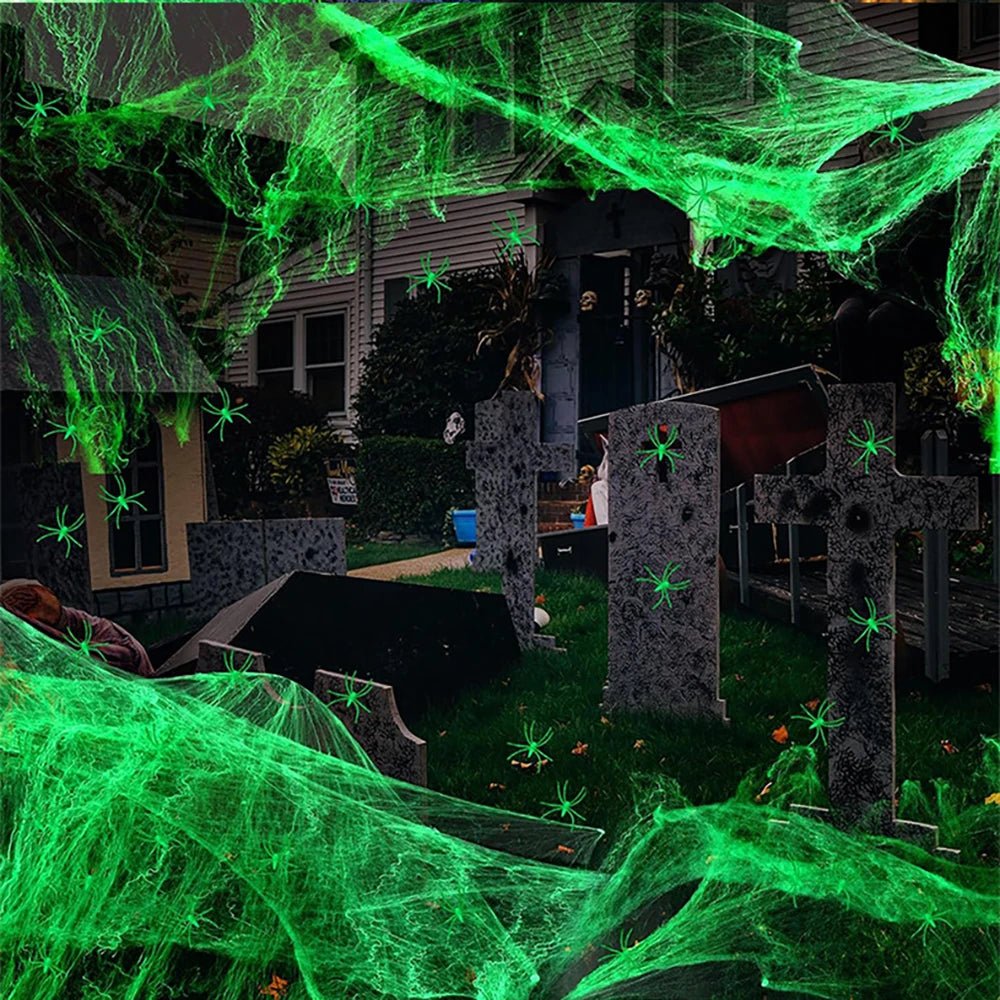 Glow Cobweb Halloween Decoration - Halloween - Spider Webs & Gauze Decorations - Scribble Snacks