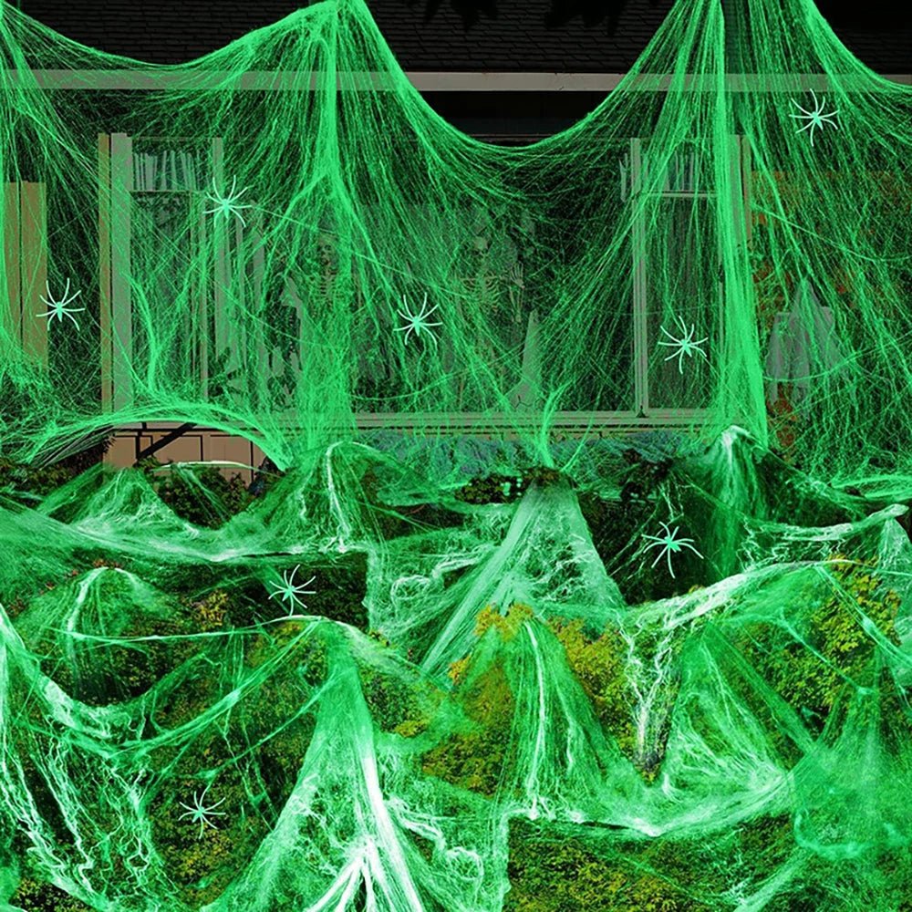 Glow Cobweb Halloween Decoration - Halloween - Spider Webs & Gauze Decorations - Scribble Snacks