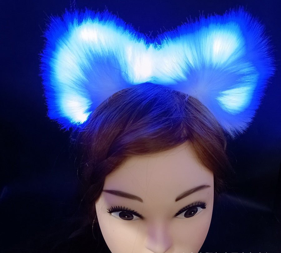 Glowing Cat Ears Headband Plush Cute Hairpin Halloween Hair Accessories - 0 - Scribble Snacks