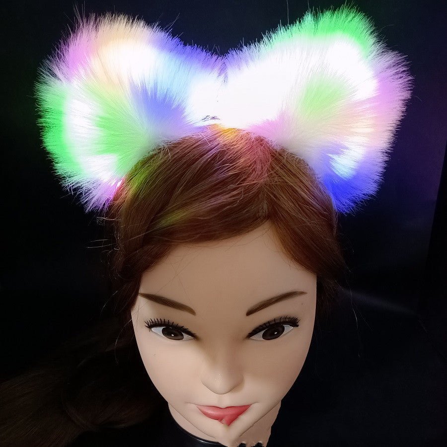 Glowing Cat Ears Headband Plush Cute Hairpin Halloween Hair Accessories - 0 - Scribble Snacks