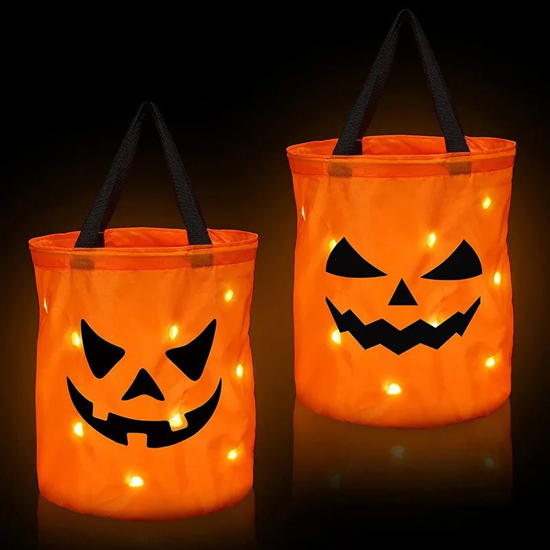 Glowing Pumpkin Treat Basket - Halloween - Candy Buckets & Holders - Scribble Snacks