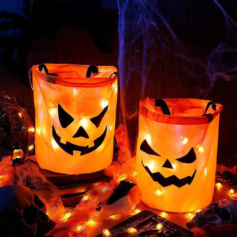 Glowing Pumpkin Treat Basket - Halloween - Candy Buckets & Holders - Scribble Snacks