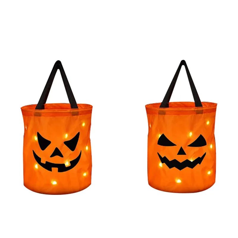 Glowing Pumpkin Treat Basket - Halloween - Candy Buckets & Holders - Scribble Snacks