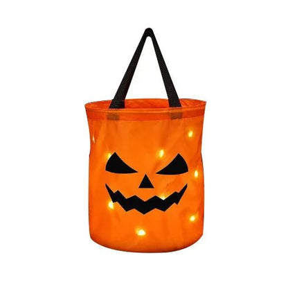 Glowing Pumpkin Treat Basket - Halloween - Candy Buckets & Holders - Scribble Snacks