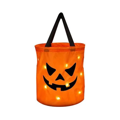 Glowing Pumpkin Treat Basket - Halloween - Candy Buckets & Holders - Scribble Snacks