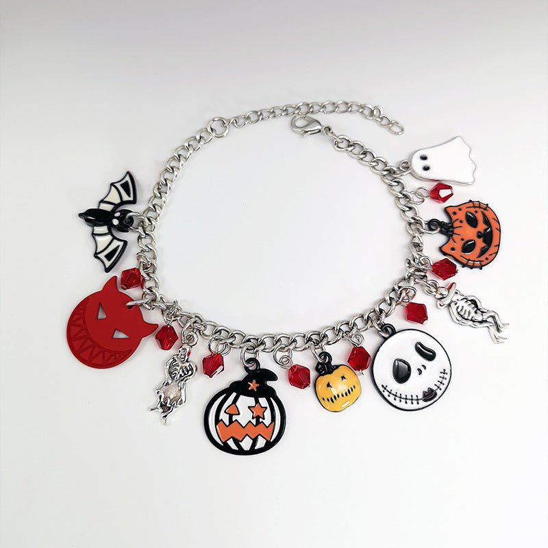 Halloween Bracelet With Pumpkin Skull Ghost Funny Jewelry - 4 - Scribble Snacks