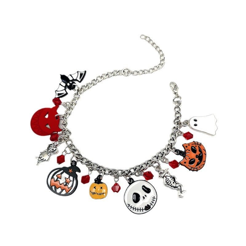 Halloween Bracelet With Pumpkin Skull Ghost Funny Jewelry - 4 - Scribble Snacks