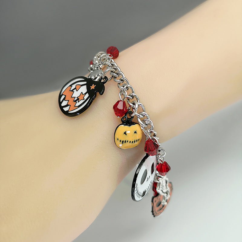 Halloween Bracelet With Pumpkin Skull Ghost Funny Jewelry - 4 - Scribble Snacks