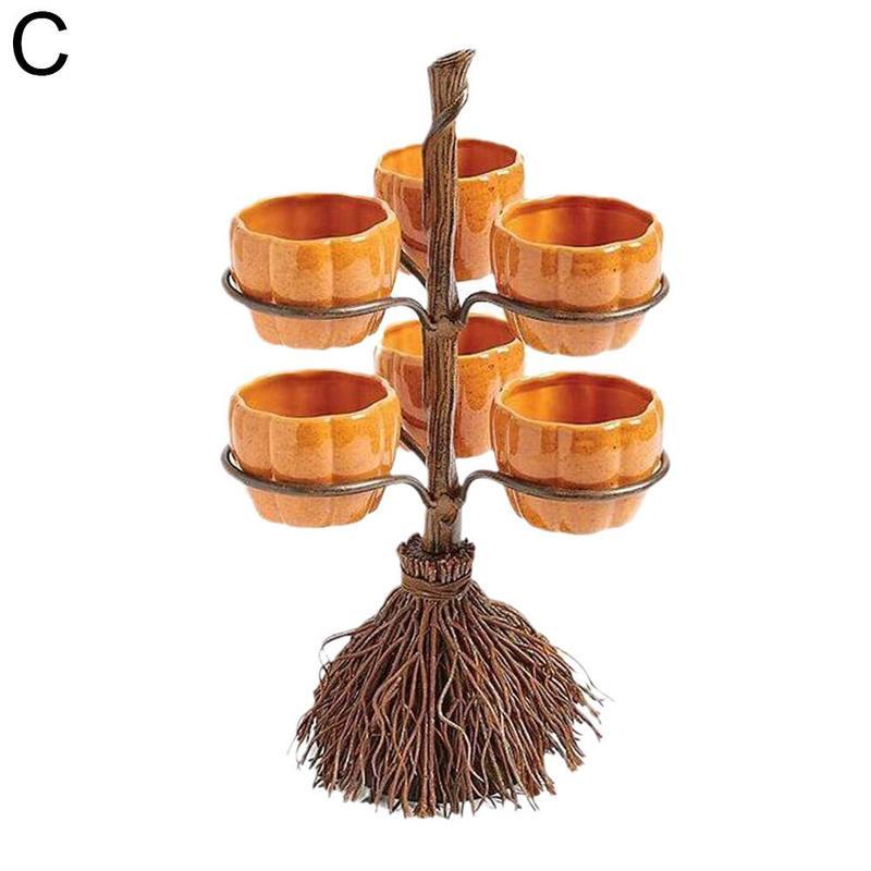 Halloween Broom Pumpkin Snack Bowl Rack Decorations Home Decor - 0 - Scribble Snacks