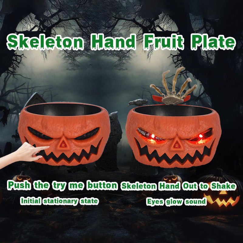 Halloween Candy Bowl Plastic Pumpkin Bowl With Motion Activated Hand, Halloween Serving Dishes Battery Operated Halloween Pumpkins Bowl For Trick - or - Treaters Party - 0 - Scribble Snacks