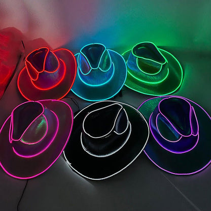 Halloween Carnival Party LED Wireless Fluorescent Colorful Cowboy Flashing Hat - 0 - Scribble Snacks