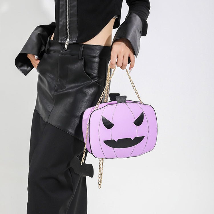 Halloween Cartoon Pumpkin Shoulder Bag For Girls Personality Funny Creative Chain Crossbody Bags Women - 4 - Scribble Snacks