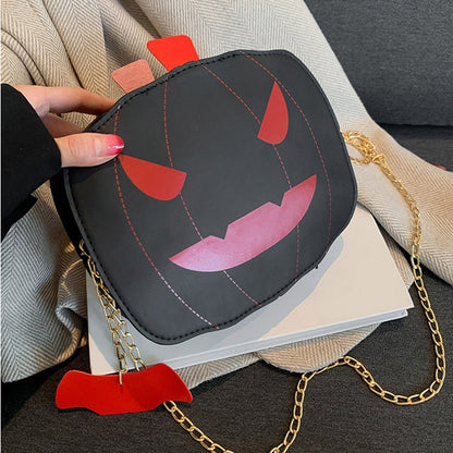 Halloween Cartoon Pumpkin Shoulder Bag For Girls Personality Funny Creative Chain Crossbody Bags Women - 4 - Scribble Snacks