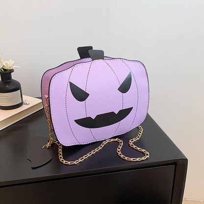 Halloween Cartoon Pumpkin Shoulder Bag For Girls Personality Funny Creative Chain Crossbody Bags Women - 4 - Scribble Snacks