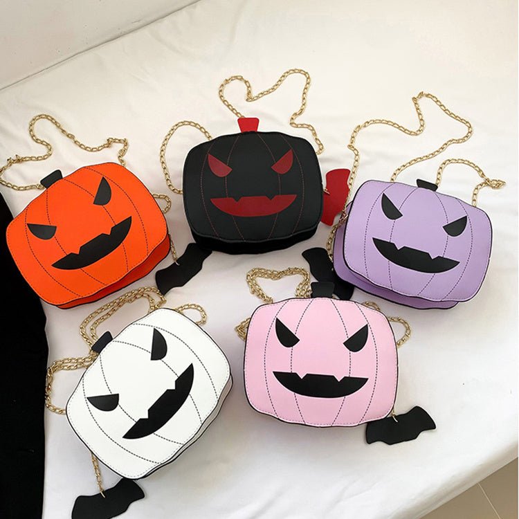 Halloween Cartoon Pumpkin Shoulder Bag For Girls Personality Funny Creative Chain Crossbody Bags Women - 4 - Scribble Snacks