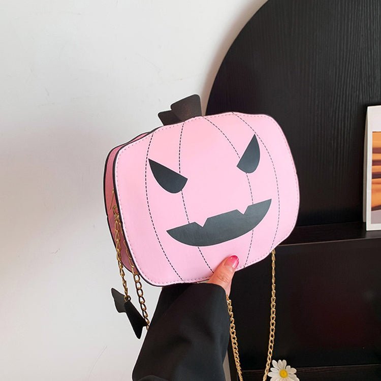 Halloween Cartoon Pumpkin Shoulder Bag For Girls Personality Funny Creative Chain Crossbody Bags Women - 4 - Scribble Snacks