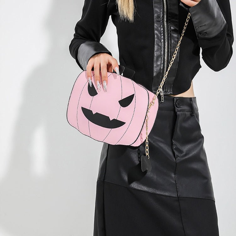 Halloween Cartoon Pumpkin Shoulder Bag For Girls Personality Funny Creative Chain Crossbody Bags Women - 4 - Scribble Snacks