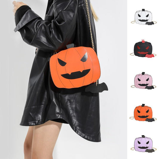 Halloween Cartoon Pumpkin Shoulder Bag For Girls Personality Funny Creative Chain Crossbody Bags Women - 4 - Scribble Snacks