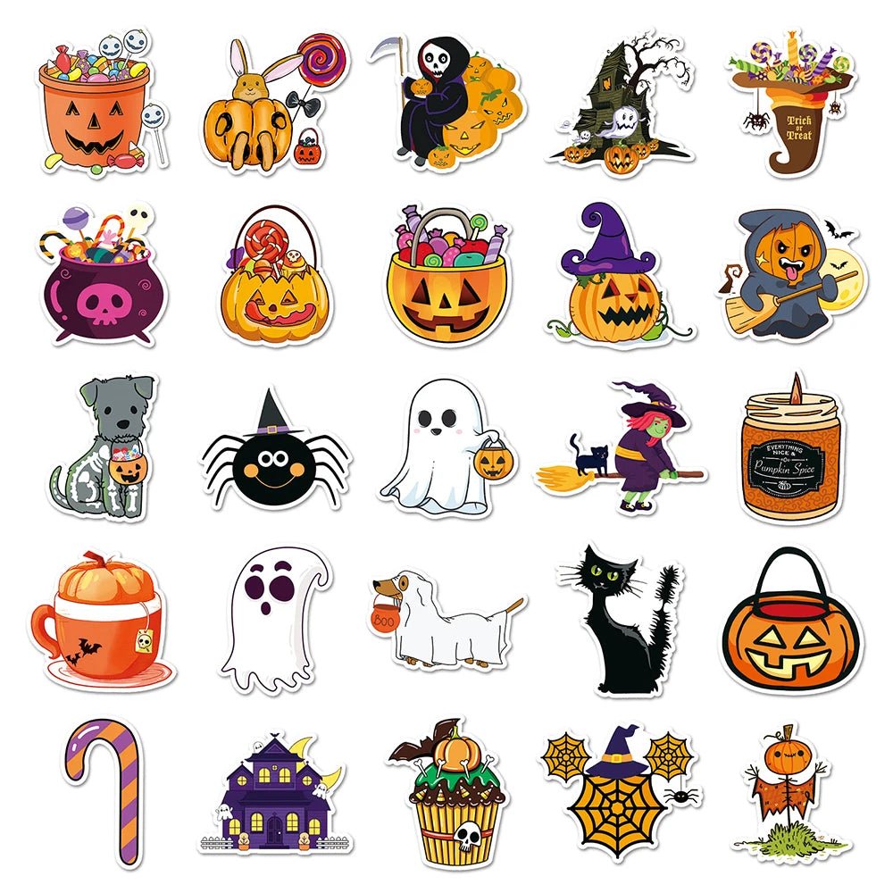 Halloween Cartoon Stickers Set - Halloween - Stickers & Labels (including Scrapbooking, Wall Decals) - Scribble Snacks