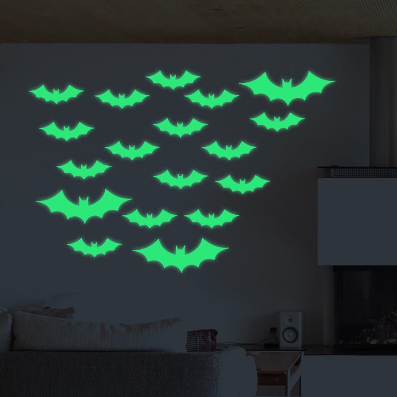 Halloween Carved Luminous Stickers Bloodsucking Bat Witch Pumpkin Festival Decoration Fluorescent Sticker - 0 - Scribble Snacks