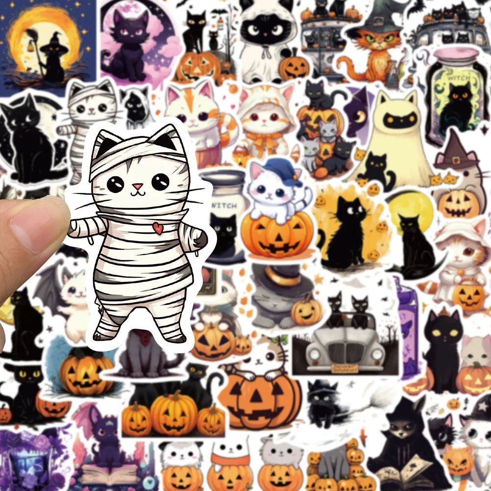 Halloween Cat Pumpkin Sticker Set - Halloween - Stickers & Labels (including Scrapbooking, Wall Decals) - Scribble Snacks