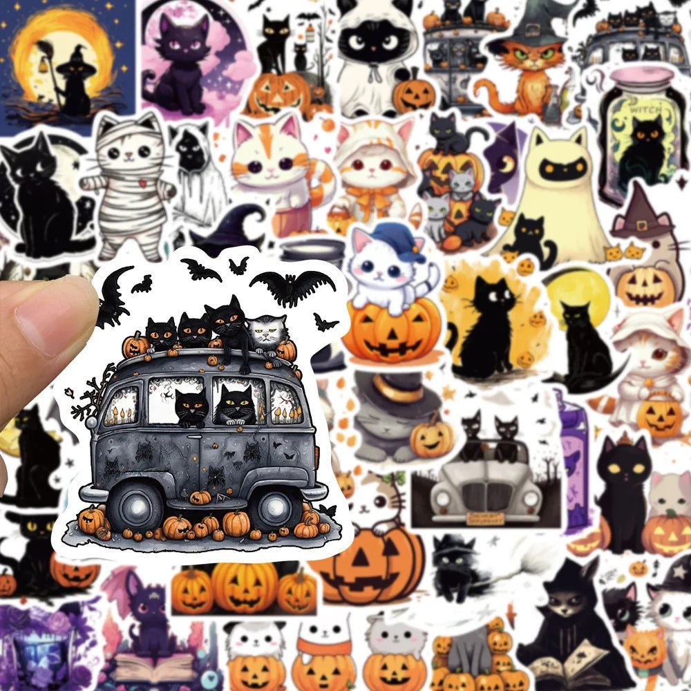 Halloween Cat Pumpkin Sticker Set - Halloween - Stickers & Labels (including Scrapbooking, Wall Decals) - Scribble Snacks