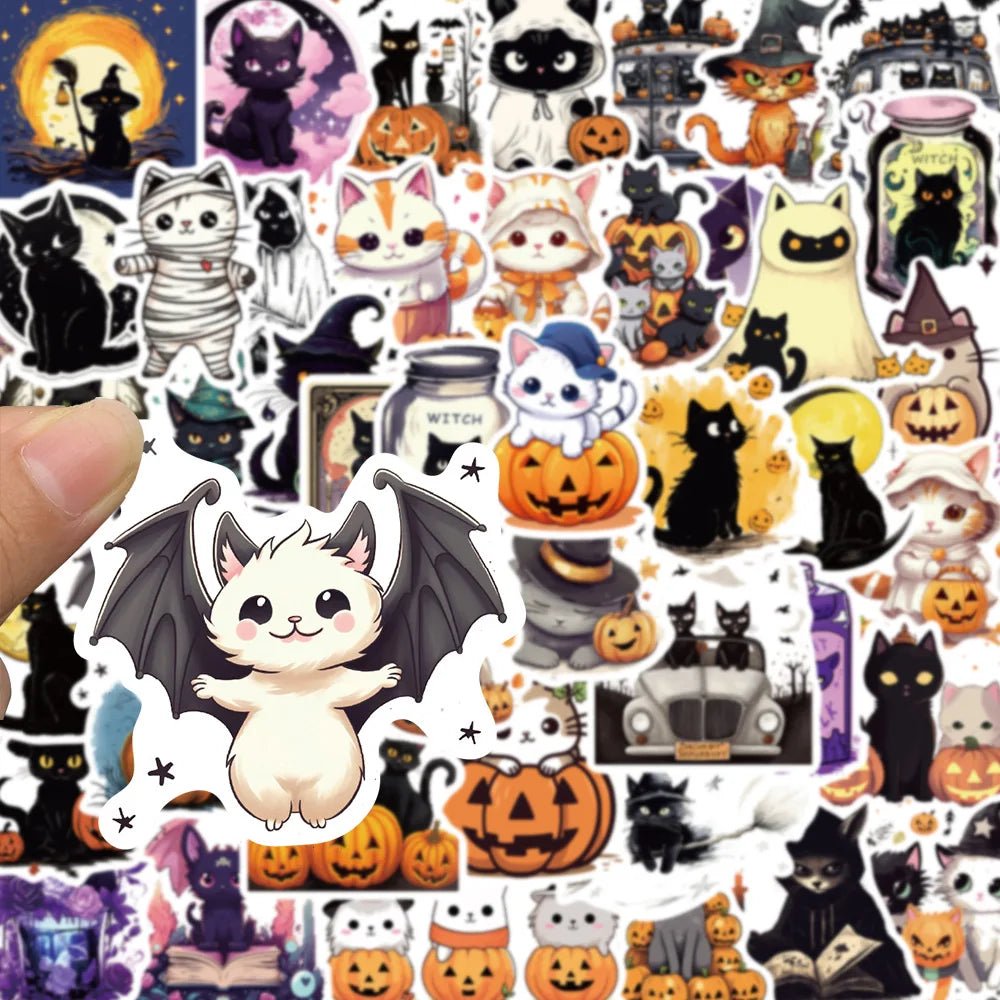 Halloween Cat Pumpkin Sticker Set - Halloween - Stickers & Labels (including Scrapbooking, Wall Decals) - Scribble Snacks