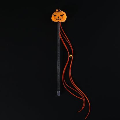 Halloween Cat Teaser Stick Cartoon Plush Spider Pumpkin Bat Tassel Sound Interactive Pet Toy - 0 - Scribble Snacks