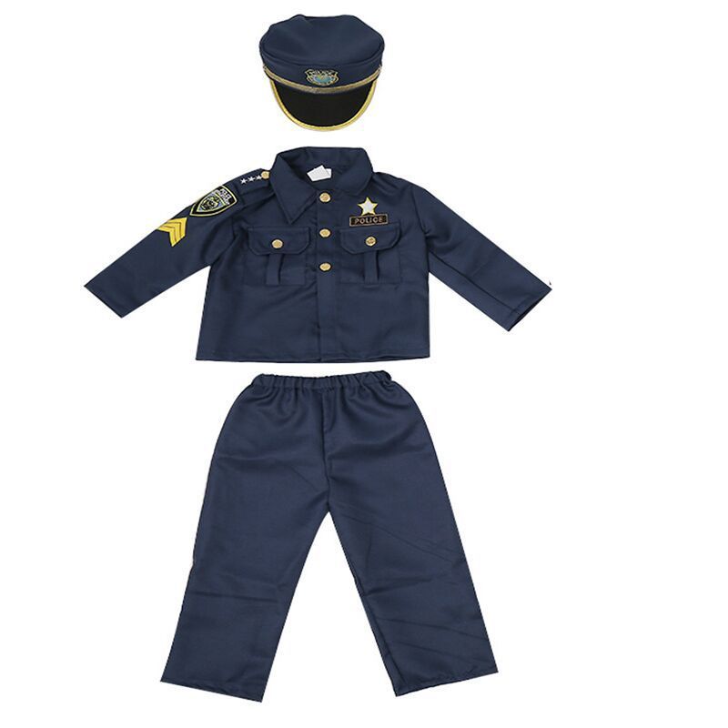 Halloween Children's Dress - up Costume Cute Police Uniform Girls' Slim - fit One - piece Long Sleeves Police Dress - 0 - Scribble Snacks