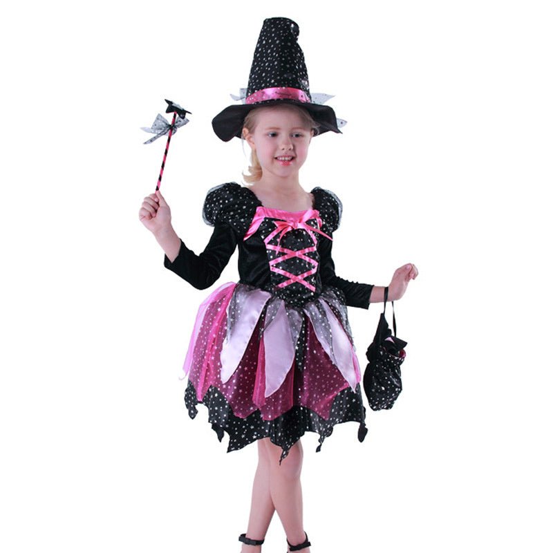 Halloween Children's Performance Costume Witch Princess Dress, Girl With Light Hair - 0 - Scribble Snacks