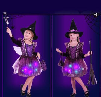 Halloween Children's Performance Costume Witch Princess Dress, Girl With Light Hair - 0 - Scribble Snacks