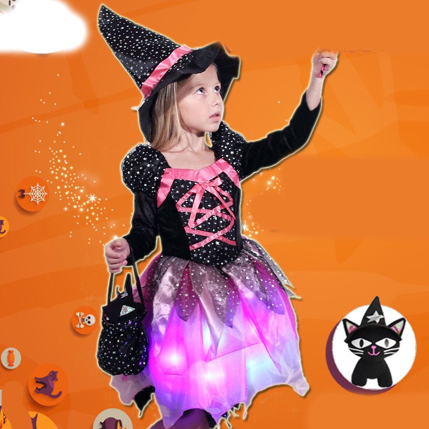 Halloween Children's Performance Costume Witch Princess Dress, Girl With Light Hair - 0 - Scribble Snacks