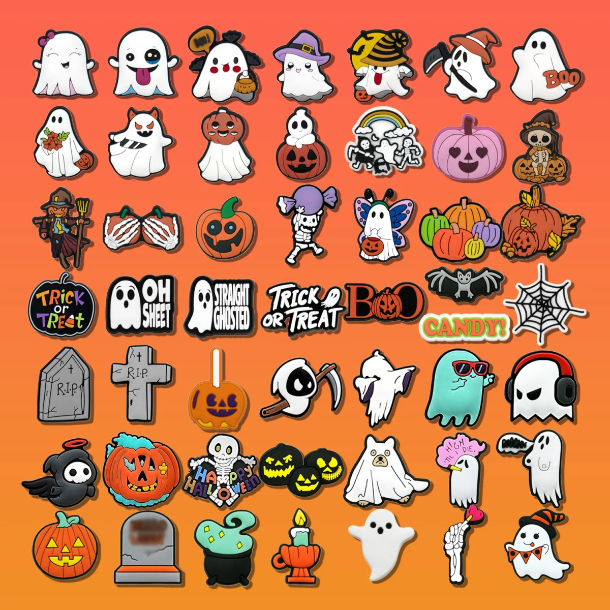 Halloween Clog Ghost Shoe Charms - Halloween - Shoe Charms & Keychains - Scribble Snacks