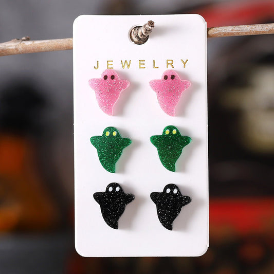 Halloween Cute Colorful Ghost Earings Set - 0 - Scribble Snacks